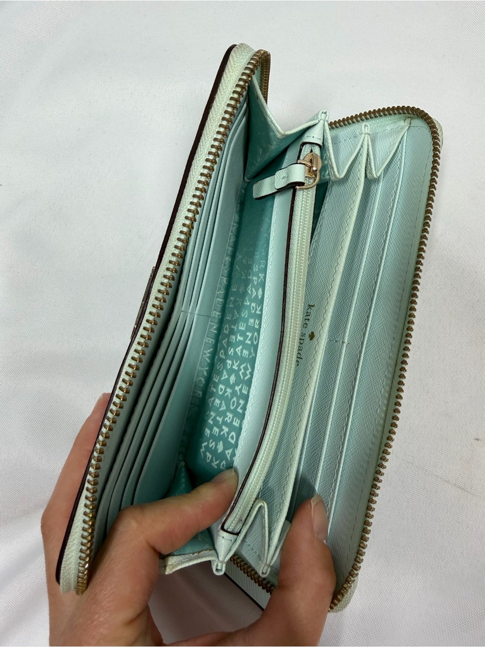 Kate Spade | Newburry Lane Talla Leather Wallet Light Blue Zipper - Picture 5 of 11